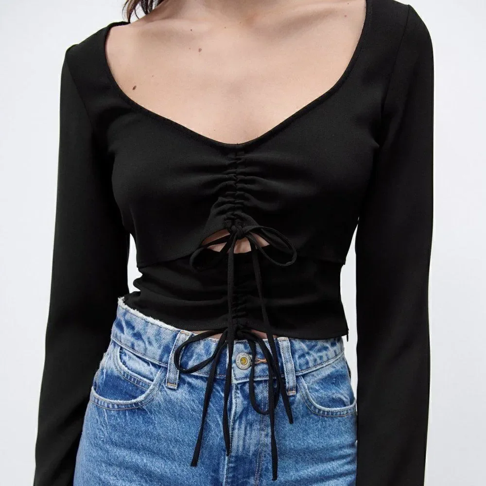 ZARA RUCHED CUT OUT TOP New